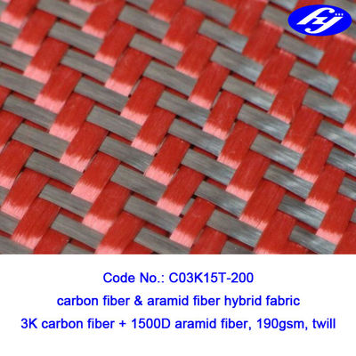 Czarny / czerwony 2x2 Twill Carbon Aramid Fabric 200gsm Red Kevlar Para Aramid Fabric