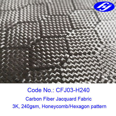 Honeycomb / Hexagon Pattern 3K Tkanina żakardowa z czarnego włókna